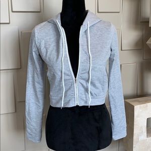 Shein jacket hoodie gray white crop long sleeve hooded Size Medium Junior